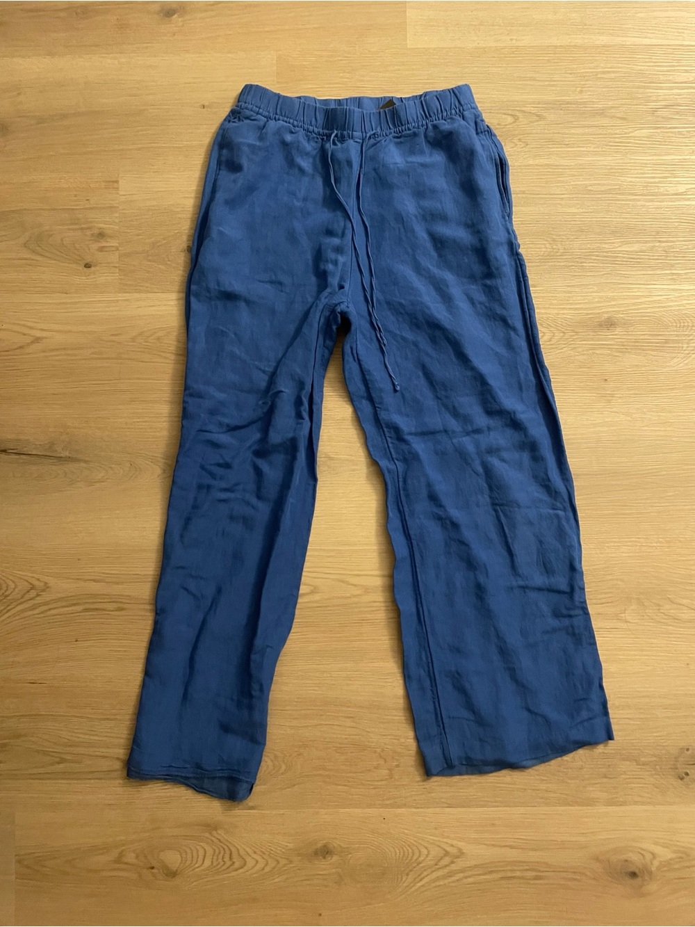 Women’s blue linen Relaxed Drawstring Pants